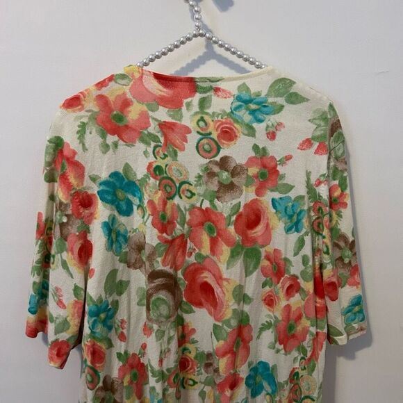 Charter Club cardigan 3X plus Womens Cream Floral Mix Boho fairy summer artsy - Picture 9 of 11